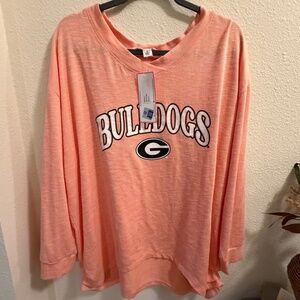 Georgia Bulldog, L, NWT, Flying Colors Long Sleeve Peach Shirt